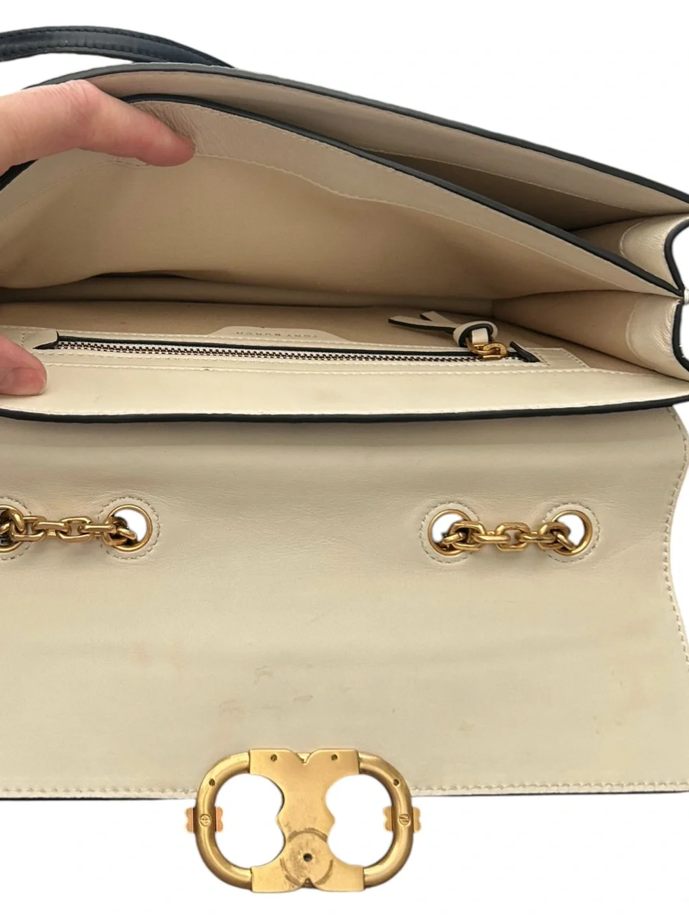 Tory Burch Gemini Link Python Leather Printed Crossbody Shoulder Chain Bag Purse